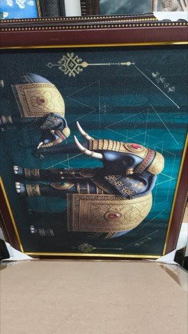 Teal and gold decorative elephant wall art painting