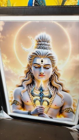 Framed Lord Shiva devotional painting for the home puja room
